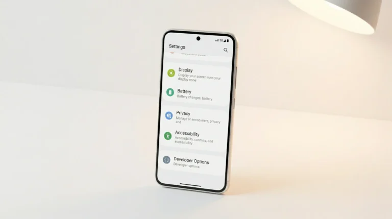 Android phone settings menu with useful options highlighted