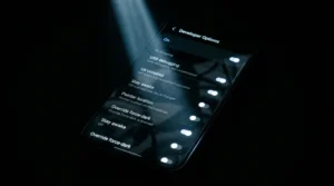 Android developer options settings menu on dark phone screen