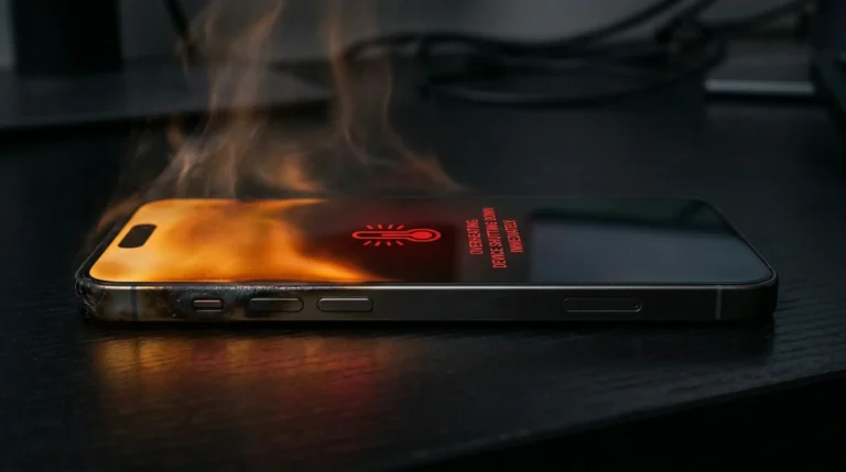 Android phone showing temperature overheating warning notification on screen